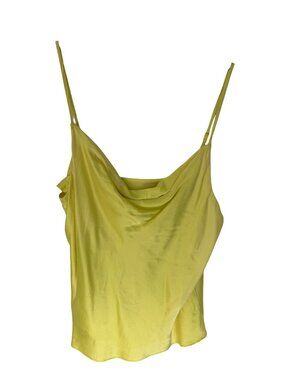 Intermix Silk Cowl Neck Camisole Top Yellow Chartreuse Slip Tank Size M